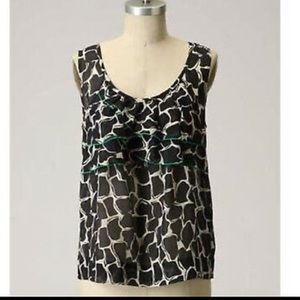 Anthropologie | Black & white sleeveless blouse